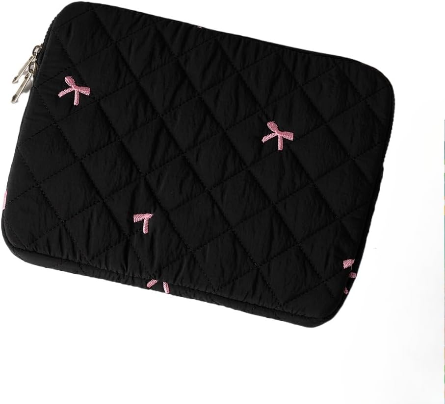 Cute Bow Graphic Carrying Laptop Bag Y2K Preppy Laptop Sleeve Case Bag Kawaii Pad Computer Protect Case Pouch (15-15.6 inch,Black)