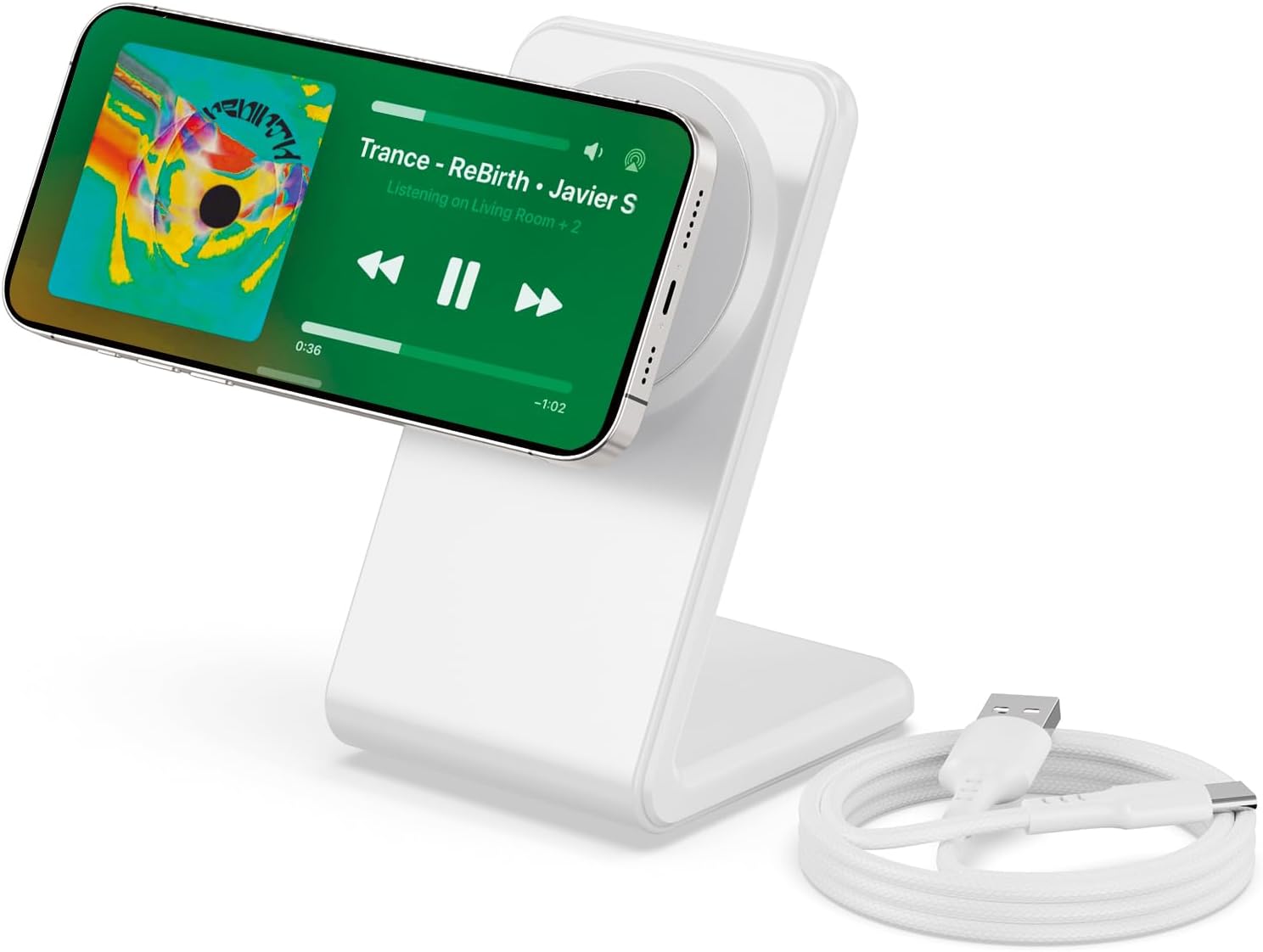 Mag.Safe Charger - iPhone Charger Stand, Magnetic Fast Wireless Charger for iPhone 16/15/14/13/12 Series - White