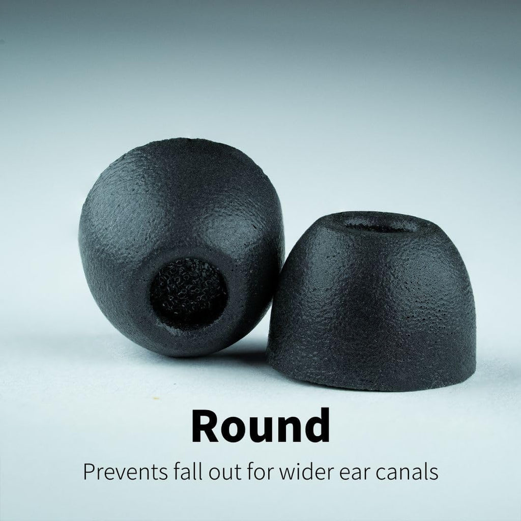 Comply 100 Core Series | Memory Foam Replacement IEM Ear Tips for Etymotic, Westone, Klipsch & More | Superior Noise Isolation, Ultimate Comfort, Secure Fit | Round, Black, Medium (3 Pairs)