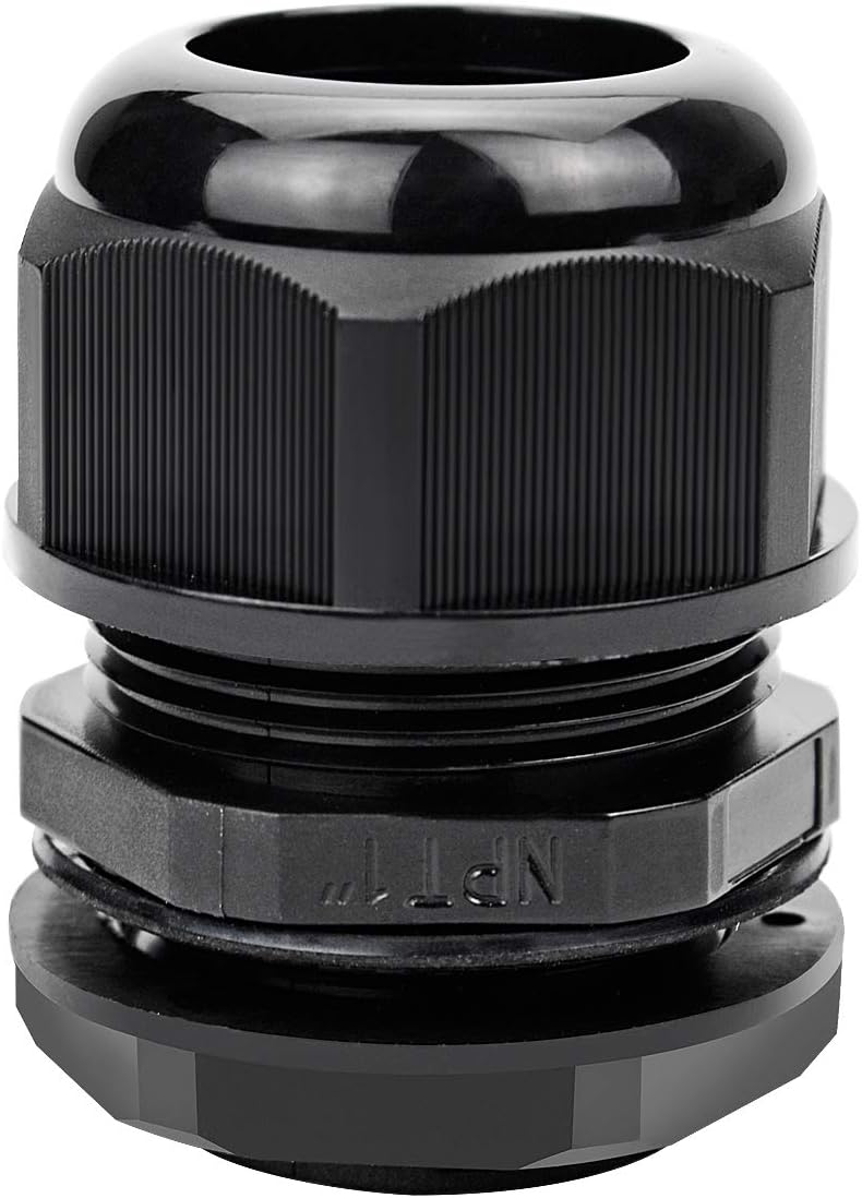 XHF 20 Pcs 1" IP68 Strain Relief Nylon Cord Grip Waterproof NPT Cable Glands Adjustable UL Listed and RoHS Compliant(Black)