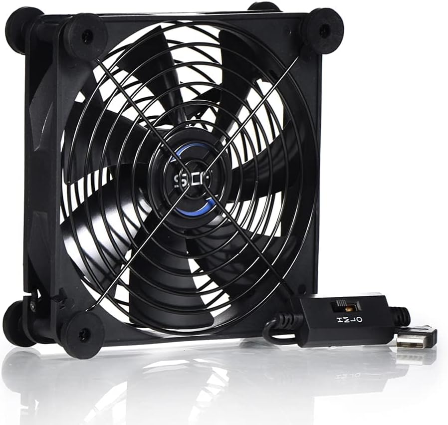 Quiet 140mm USB Fan, 5V USB Portable Cooling Fan for Flat Panel TV Receiver Router DVR PlayStation Xbox Computer Cabinet Cooler
