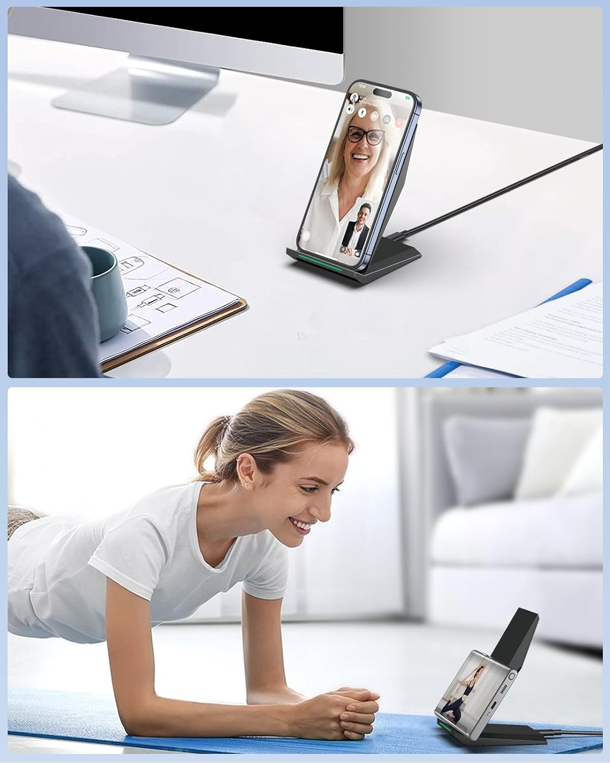 Fast Wireless Charger, NANAMI 15W Qi Certified Wireless Charging Stand Compatible iPhone 16/15/15 Pro/15 Plus/15 Pro Max/14/14 Pro/13/12, for Samsung Galaxy S25/S24/S23/S22/S21 and Qi-Enabled Phone