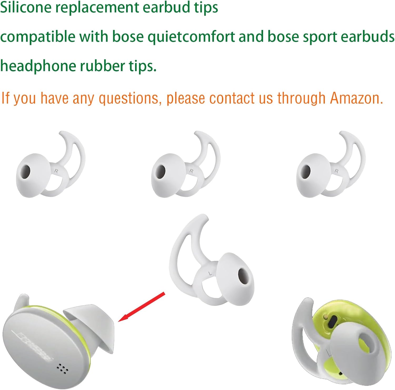 Small Silicone Ear Tips Replacement Earbud Tips Compatible with Bose Quietcomfort and Sport Headphone Eartips Rubber Tips Earbud Cap 3 Pairs