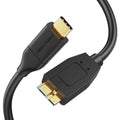 CableCreation 1FT*2 USB C to Micro B Cable,10Gbps Speed External Hard Drive Braided,USB 3.1 Type C to Micro B Work for iPhone 15/16,Seagate WD Westgate My Passport,MacBook Pro,iPad/Tablet,Black