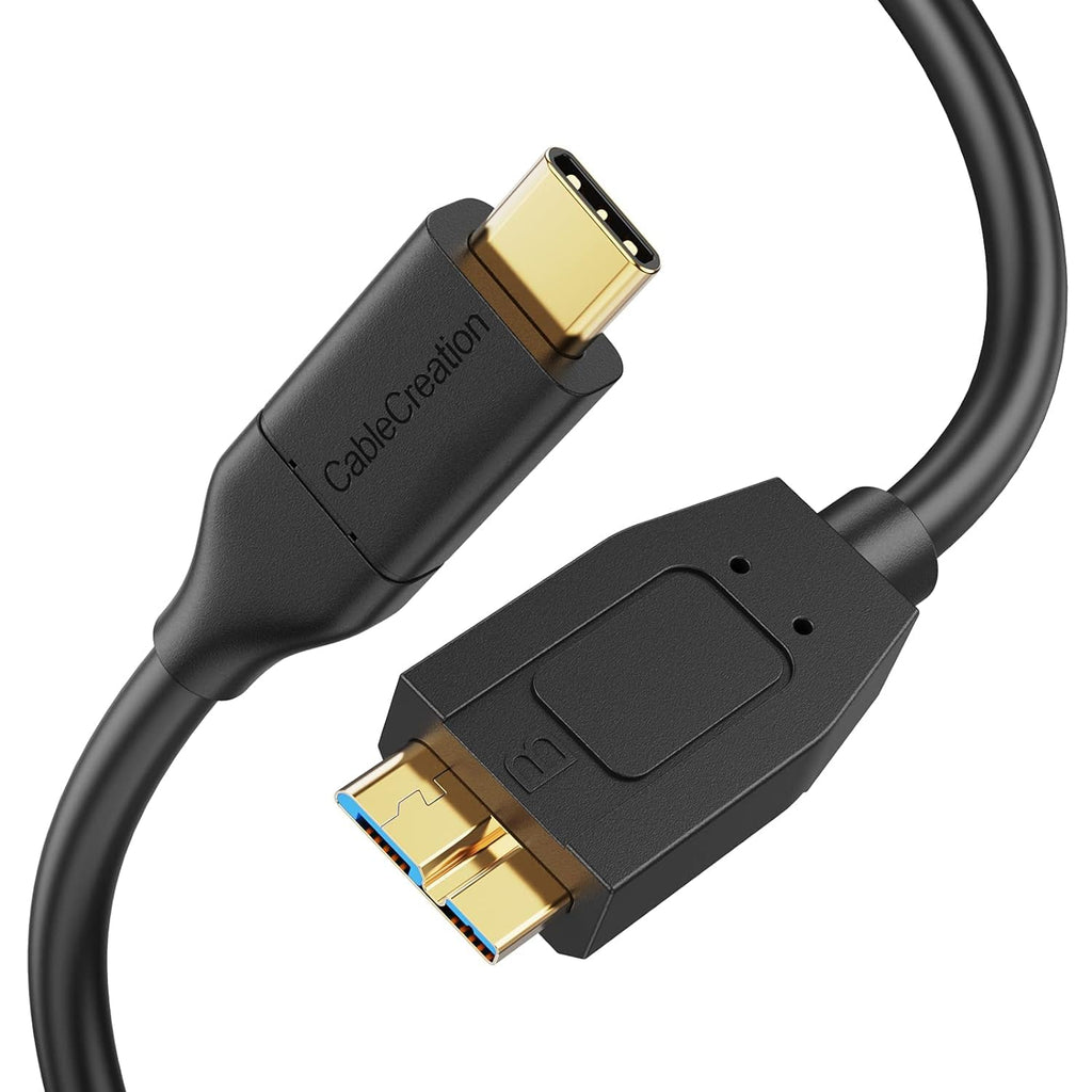 CableCreation 4FT*2 USB C to Micro B Cable,10Gbps Speed External Hard Drive Braided,USB 3.1 Type C to Micro B Work for iPhone 15/16,Seagate WD Westgate My Passport,MacBook Pro, iPad/Tablet,Black