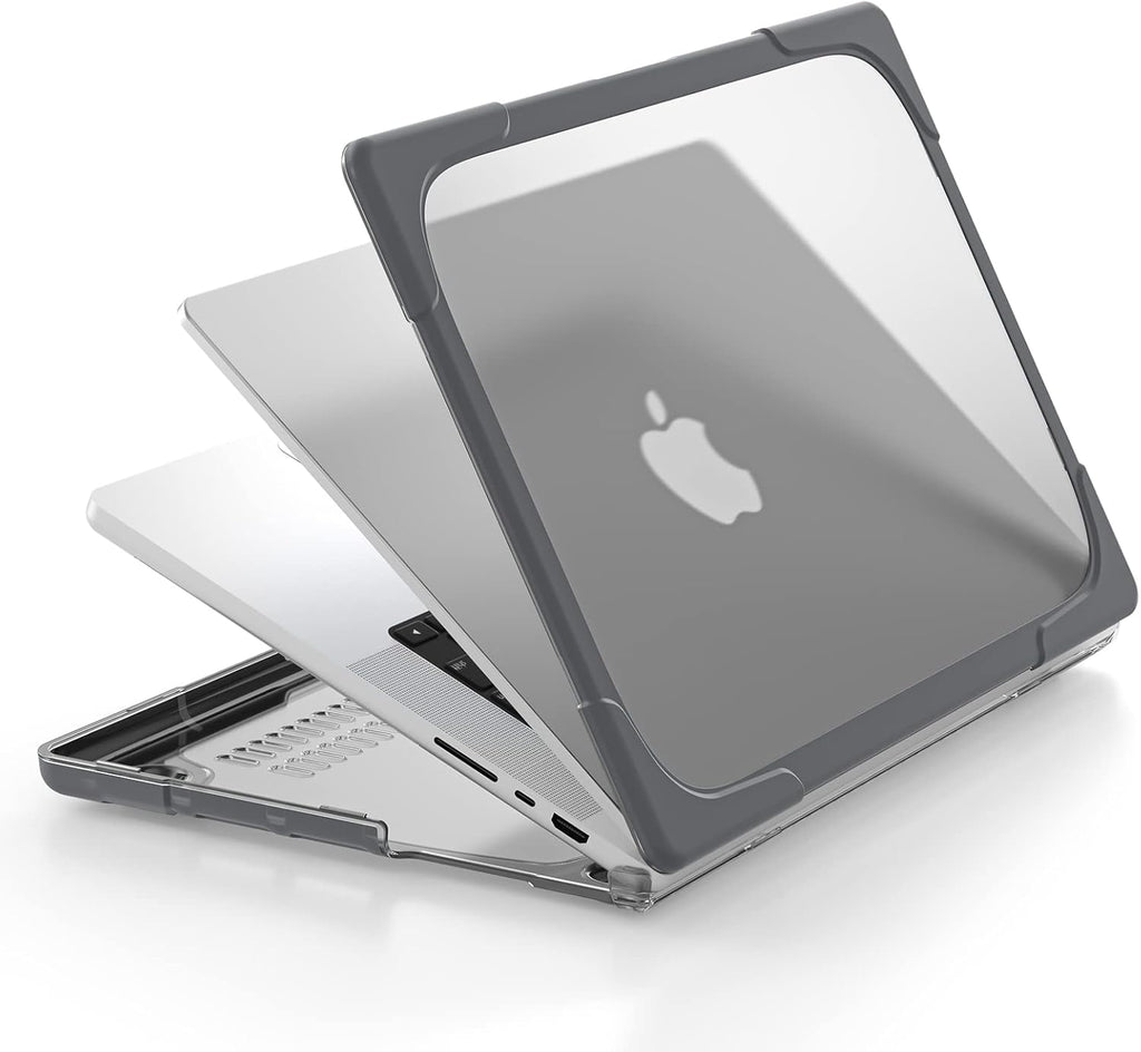 Batianda Compatible with New MacBook Pro 16 inch Case 2024 M4 Chip 2023 2021 Release with M3 M2 Pro Max, Heavy Duty Protective Plastic Hard Shell with Fold Kickstand & Keyboard Cover Protector, Gray