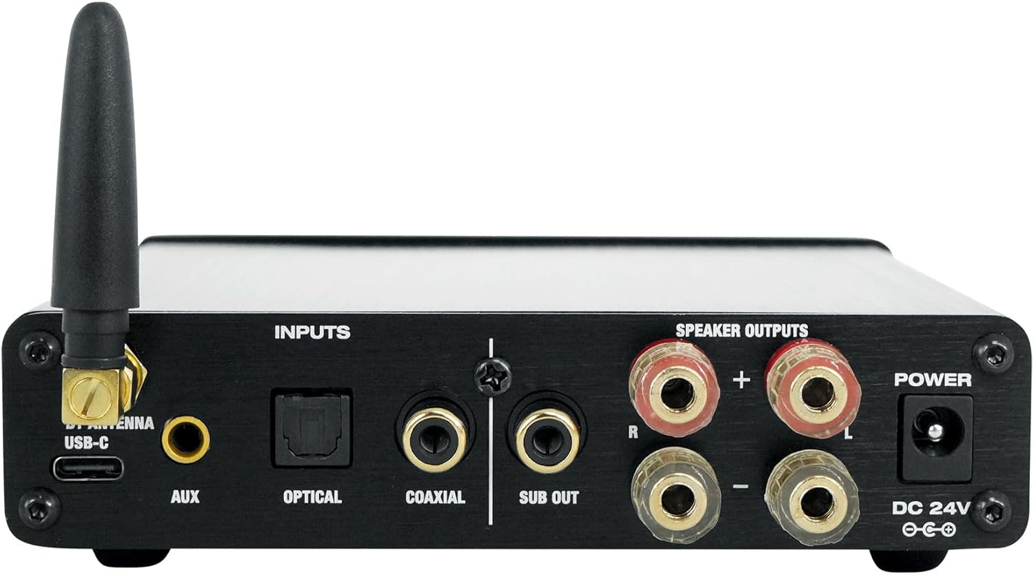 Rockville BLUDAC2B 75W x 2 Hi-Res 192K DAC Amplifier Home Bluetooth Receiver, Optical/Sub Out, USB-C, Class-D for Home Audio