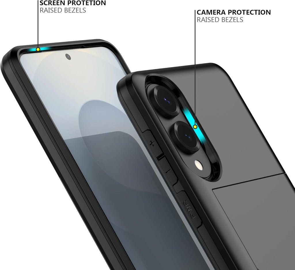Nvollnoe for Samsung Galaxy S25 Edge Case with Card Holder Dual Layer Heavy Duty Protective Case Hidden Card Slot Slim Wallet Cover for Samsung S25 Edge 6.7''(Black)
