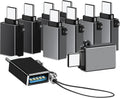 USB C to USB Adapter 10 Pack,USB C to USB A Adapter,Type C to USB Converter,USBC Adapters for MacBook,iMac,iPad,Samsung Galaxy S20+,Black and Grey
