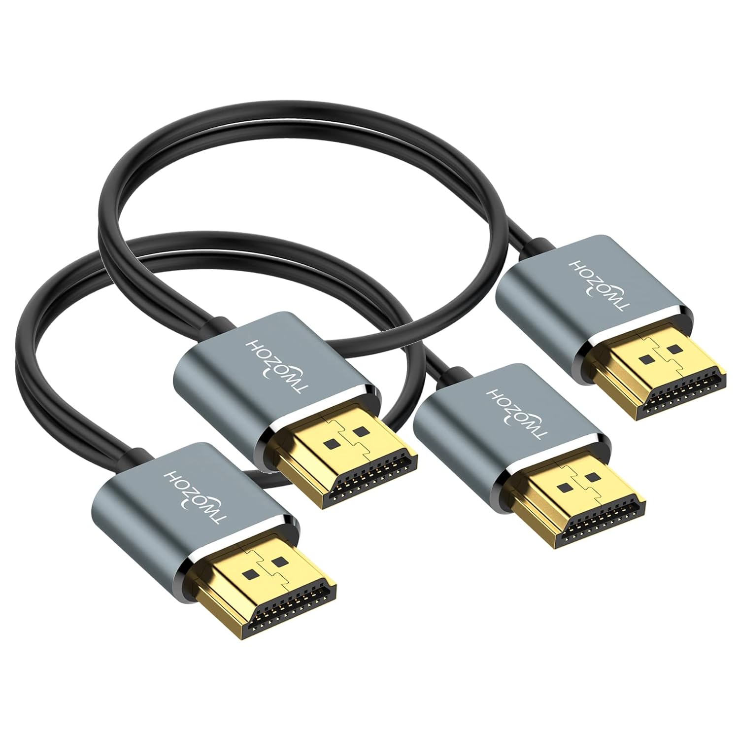 Twozoh Flexible & Slim HDMI Cable 3.3FT 2 Pack, Ultra Thin HDMI Cord Supports High Speed 4K@60Hz 18gbps 2160P/1080P
