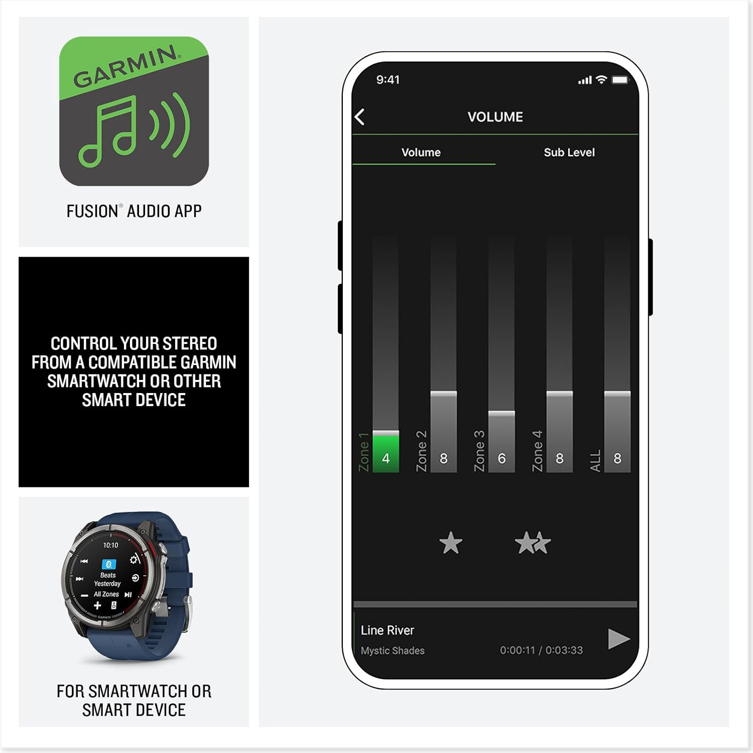 Garmin® Fusion Apollo™ MS-RA800 Marine Stereo, Premium Touchscreen Stereo with Built-in Wi-Fi® Connectivity
