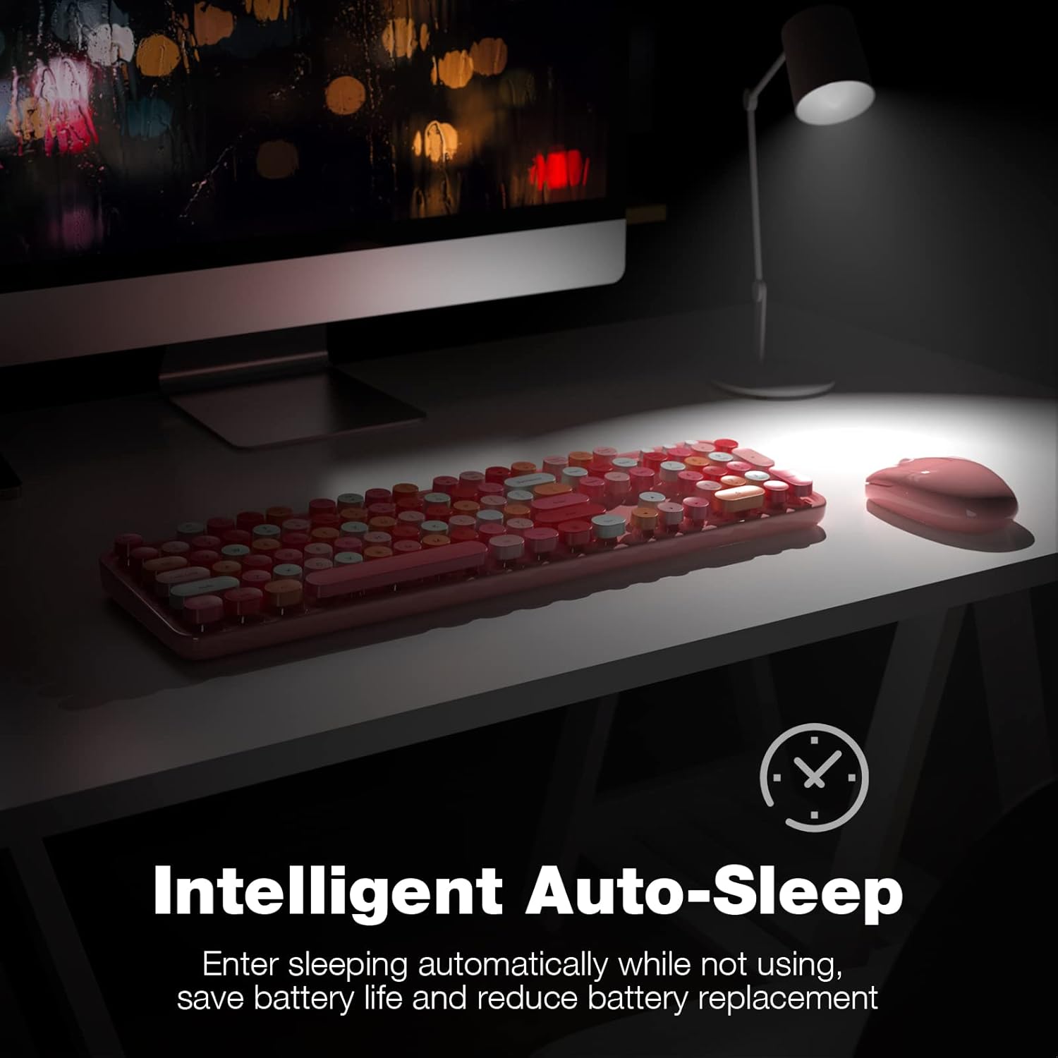 KNOWSQT Wireless Keyboard and Mouse Combo, Pink Colorful 2.4G Typewriter Full-Size Cute Keyboards - USB Receiver Plug and Play, for Computer, PC, Laptop, Desktop, Windows