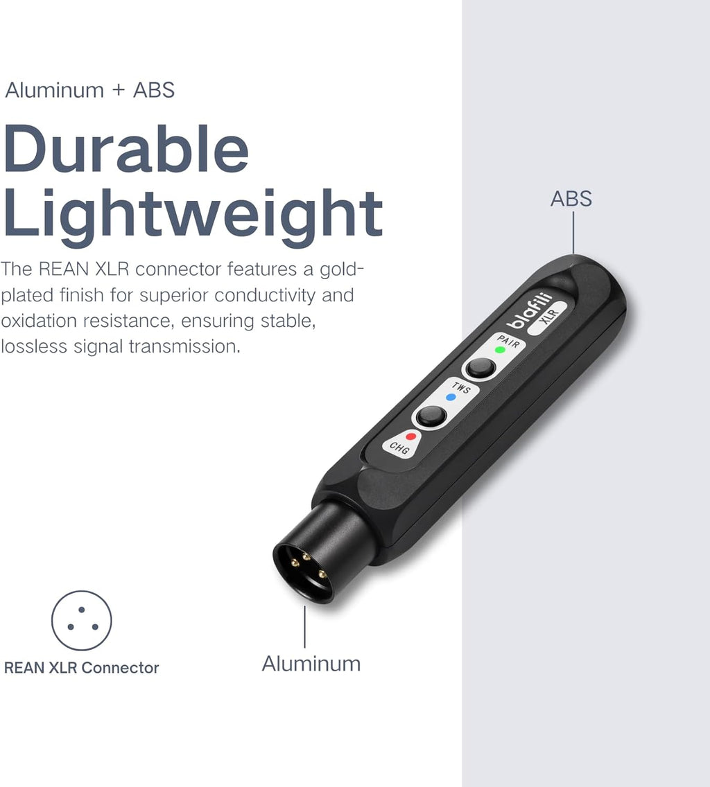 XLR Portable Bluetooth v5.1 Music Receiver, aptX HD aptX Low Latency AAC SBC TWS, Rechargeable Battery 10hrs Long Playtime, USB-C DAC for Mixing Console Desk, Audio Mixer, PA DJ System