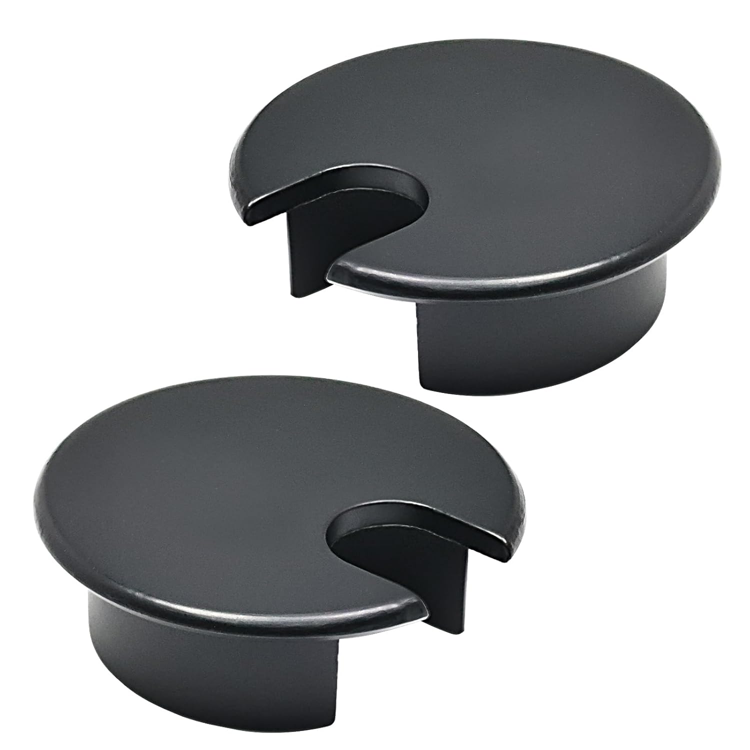 Desk Grommet 1-3/8" (35 mm), Desk Cord Hole Cover, Cable Grommet Metal Zinc Alloy Materilal, Desk Hole Grommet for Office and Home Table Cable, Detachable Cable Cord Organizer (Flat Black 2 Pcs)