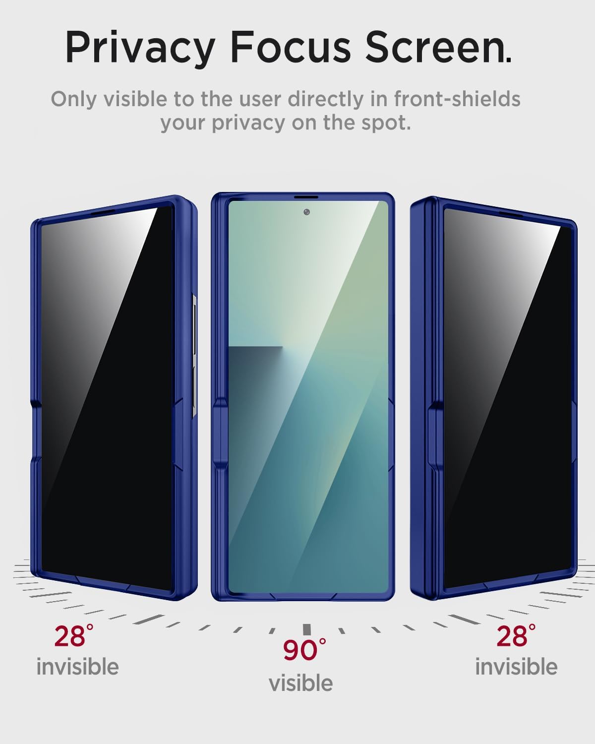 Miimall for Z Fold 7 Case with Privacy Screen Protector, [Military Grade Drop Protection] Built-in Adjustable Kickstand & Magnetic Hinge Protection Shockproof Phone Case for Galaxy Z Fold 7 Navy Blue