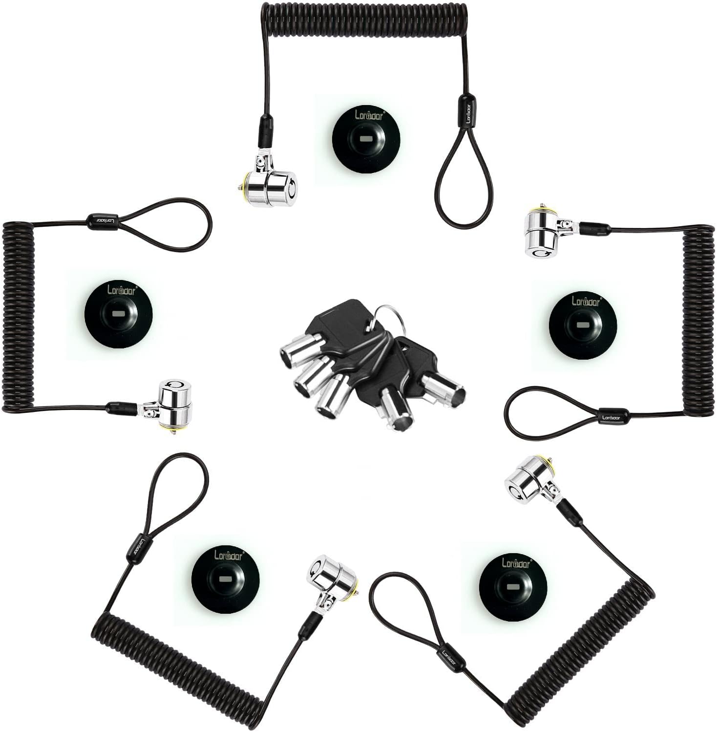 Security Retractable Cable Lock Portable Keyed Laptop Lock 5 Keys 8Ft for Monitors, Laptops, MacBooks, Tablets, iPad,Mac Mini,(5 Pack Keyed Alike)