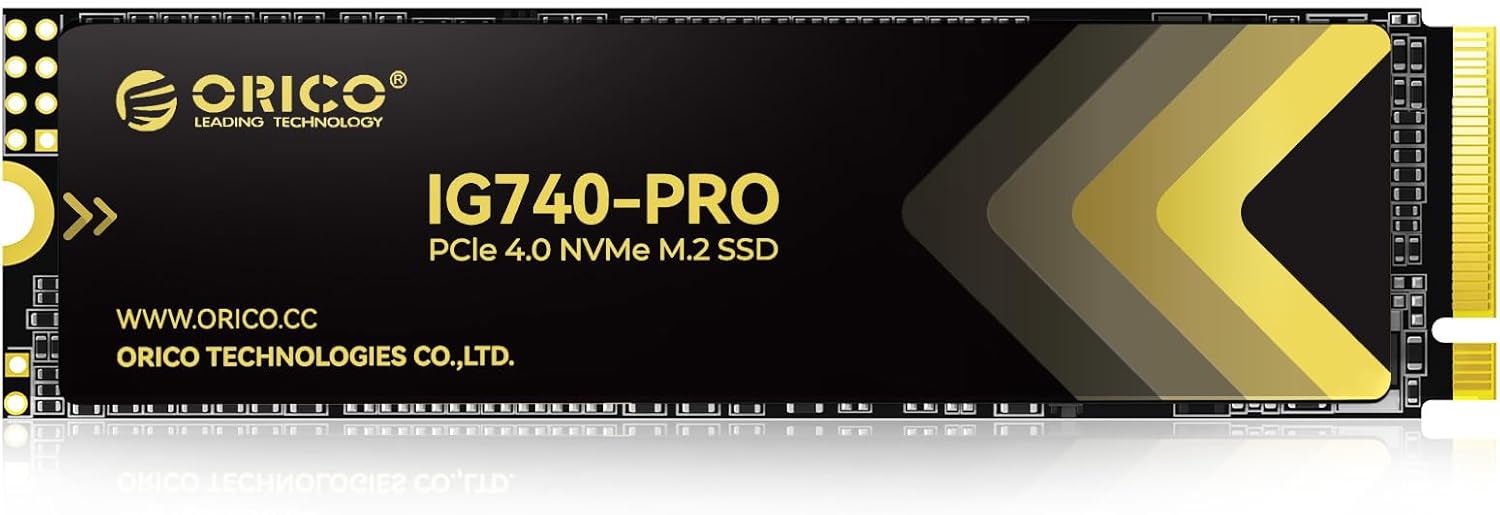 ORICO Industrial SSD 1TB M.2 NVMe SSD, PCIe 4.0 Drive with 7100MB/s Read Speed, Advanced Data Security and Innovative Heatsink, for Edge Computing, Industrial PC, Personal Laptop and PS5 - IG740PRO