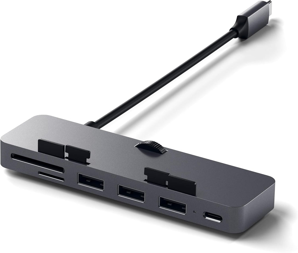 Satechi Aluminum Type-C Clamp Hub Pro with USB-C Data Port, USB-A 3.0 Data, Micro/SD Card Reader - Compatible with 2020/2019/2017 iMac & iMac Pro, Does Not Fit 2021 iMac (Space Gray)