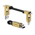 Rolling Square inCharge 6 - Keychain USB C Charger Cable, Lightning Cable and Micro-USB for Smartphone, Universal Cable Charger 6 in 1, USB Plug, 15W, Gold
