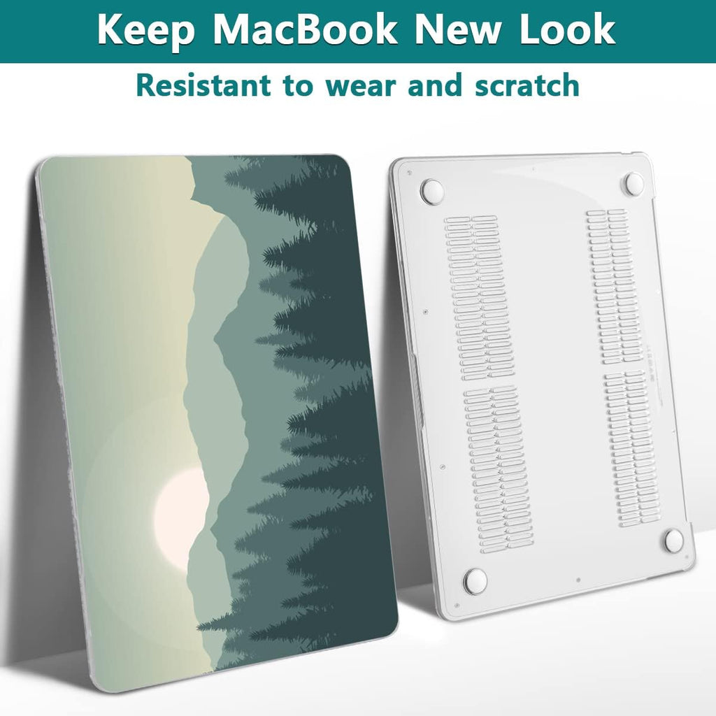 Teryeefi Compatible with MacBook Pro 13 inch Case 2022 2020-2016 Release Model: A2338 M2/M1 A2251 A2289, Plastic Hard Shell Case & Keyboard Cover for MacBook Pro 13 with Touch Bar, Forest