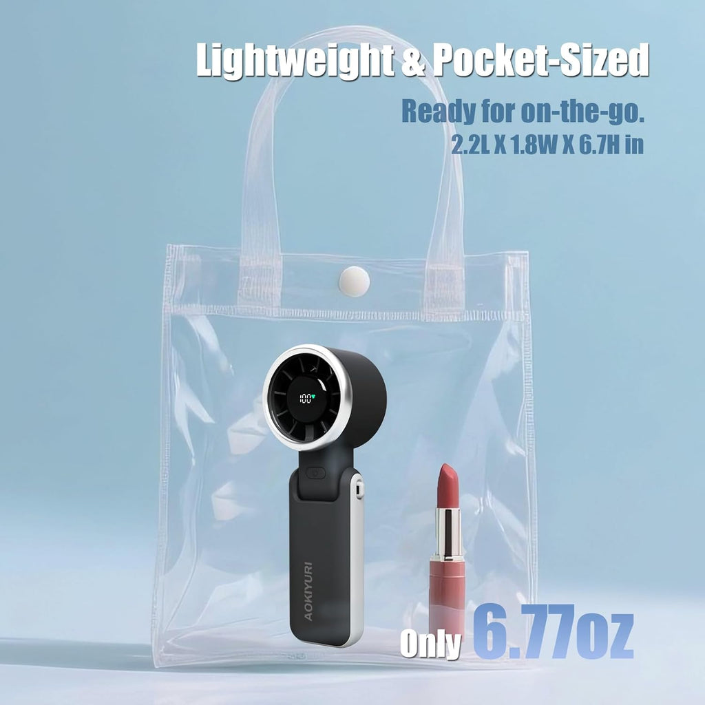 Foldable Handheld Fan | 5-Speed Turbo Blast | 16-Hour Runtime | Type-C Fast Charging | 3-in-1 Portable Design - Perfect for Travel, Camping, Office & Gifts