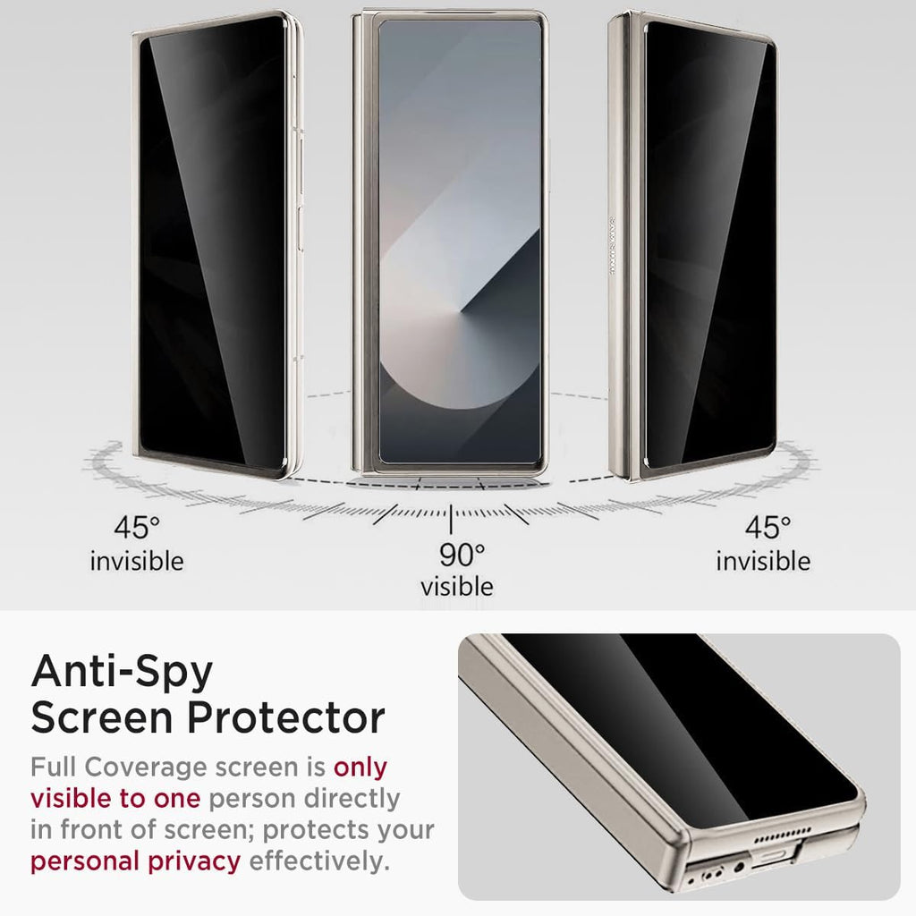 Miimall for Samsung Galaxy Z Fold 6 Case with Privacy Screen Protector, Built-in Adjustable Kickstand & Magnetic Hinge Protection All-Inclusive Protective Case for Galaxy Z Fold 6 5G Titanium Grey