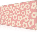 Mouse Pad, Large Pink Groovy Flowers Desk Mat, Extended Non-Slip Gaming Keyboard Mousepad Desk Pad, Thick Stitched Edges Waterproof Mouse Mat 31.5"x15.7" (Vintage Floral)