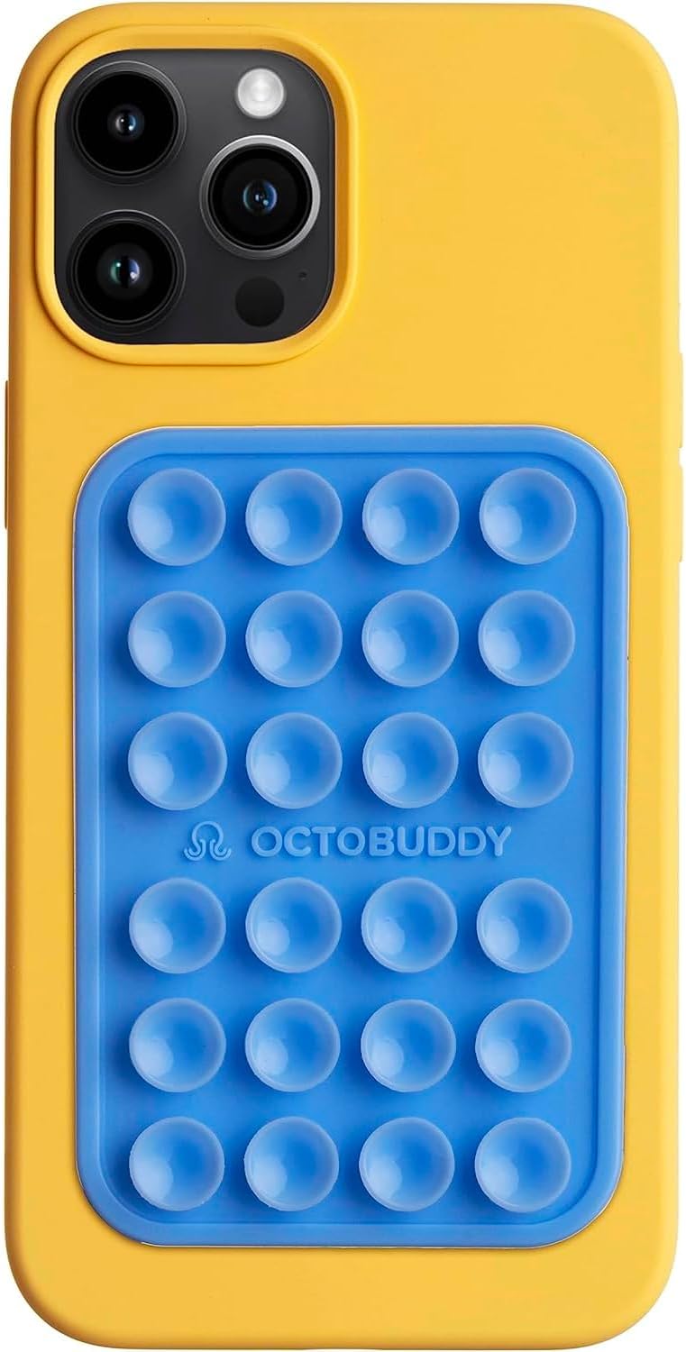 Classic - Silicone Suction Phone Case Adhesive Mount - Hands-Free, Strong Grip Holder for Selfies & Videos - iPhone & Android Compatible - 2.25″ x 3.25″, Baby Blue Jay