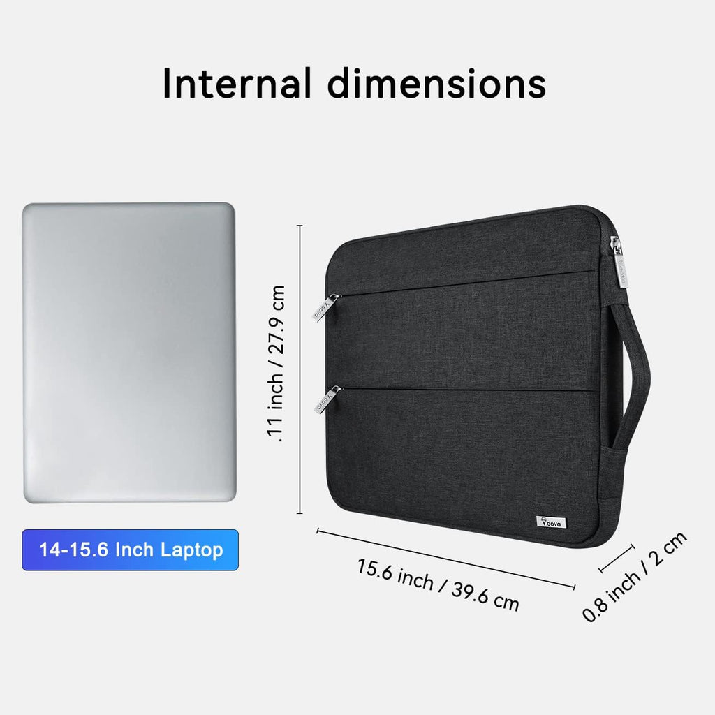 Voova Laptop Sleeve Carrying Case 15.6 16 Inch,Slim Computer Cover Bag Compatible with MacBook Pro 15/16, Dell xps 15,15-16 Inch HP Dell Asus Acer Laptop, Black