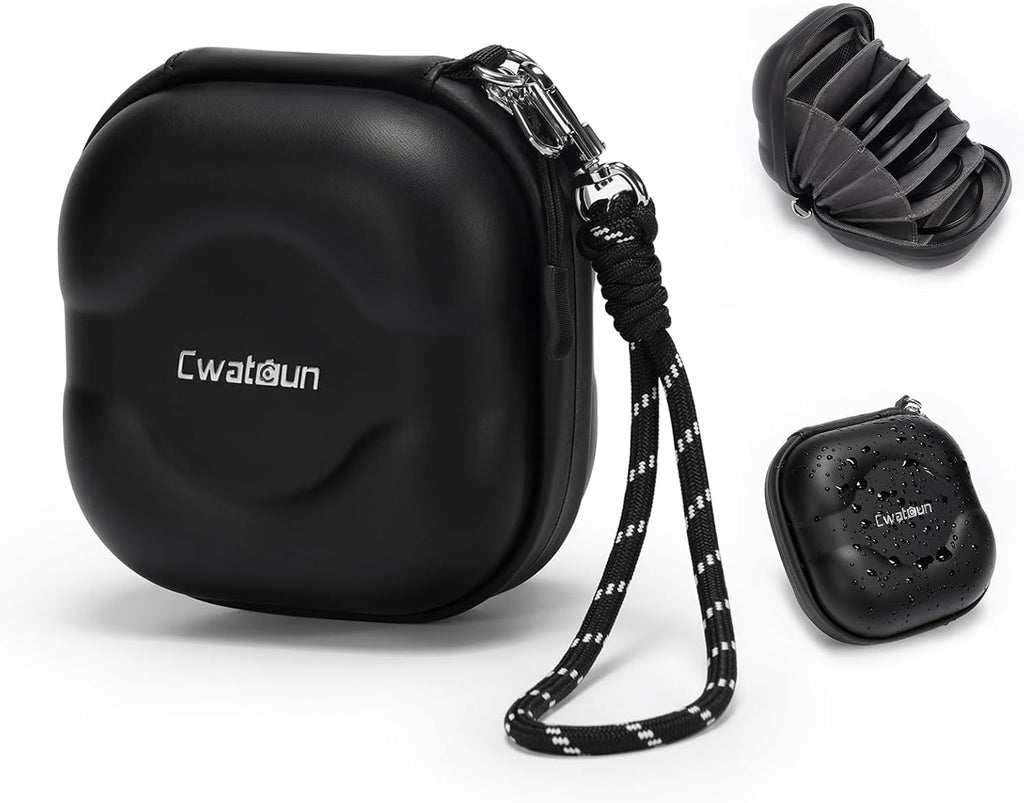 Cwatcun Hard Shell Lens Filter Case, Camera Filter Case for 7 Filters Up to 100mm with Hand Strap, Dustproof & Waterproof Camera Lens Filter Storage Case for ND UV CPL Filter Pouch