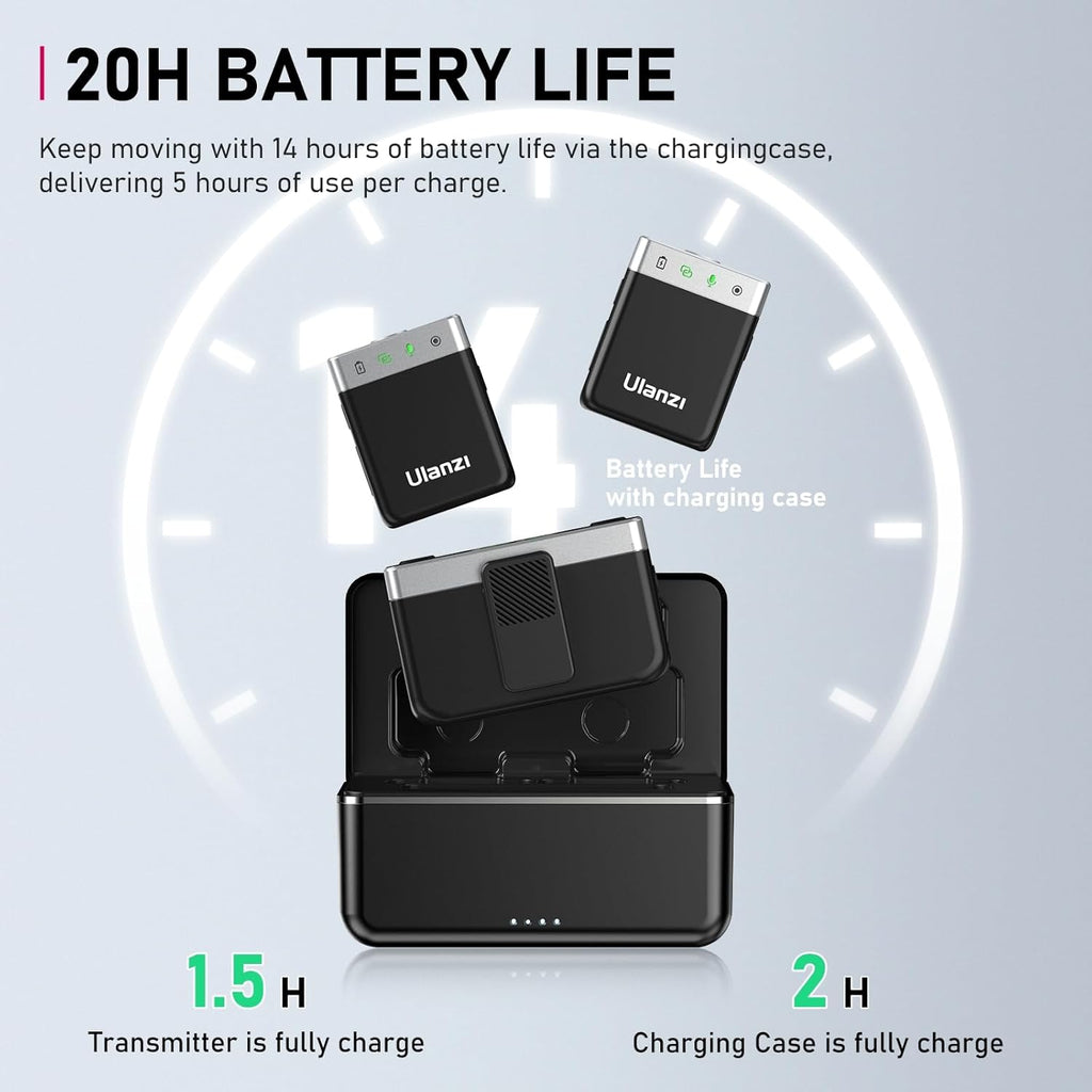 ULANZI AM18 Wireless Lavalier Microphone, Compact Mini Lapel Mic with 200m/656ft Range, Noise Cancellation, 20H Battery for DSLR Cameras, iPhone, Android, Live Streaming, Video