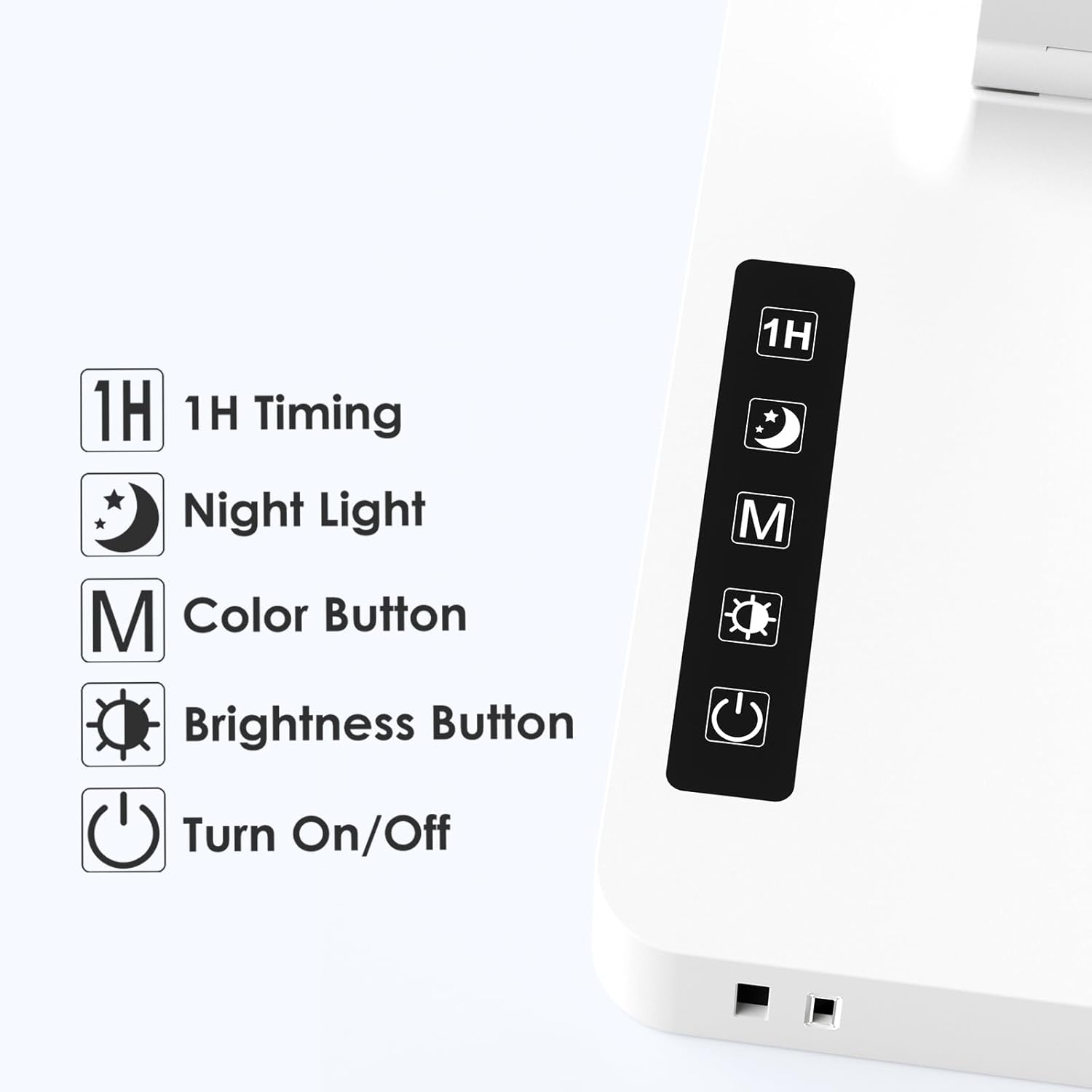 Infiway LED Desk Lamps for Home Office: Desk Lamp with USB Charging Port - 1 USB-A, 1 Type-C Ports, 2 AC Power Outlets, Touch Control Dimmable 5 Color 5 Brightness, Night Light(White)