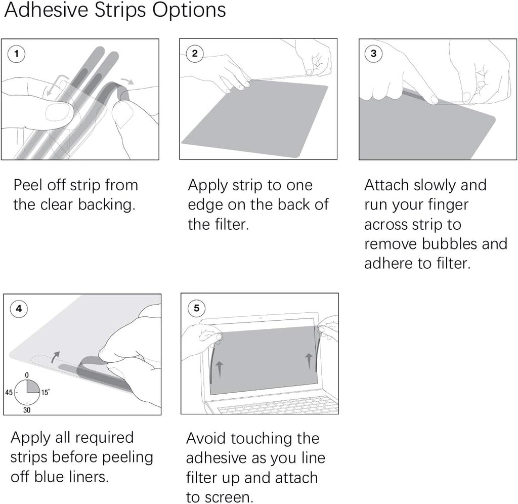 Privacy Filter Adhesive Strips and Slide Mount Tabs for Computer Monitors and Laptops - Replacement Kits