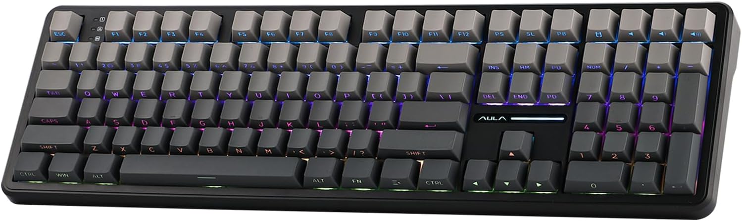 EPOMAKER Aula F108 Wireless Gaming Keyboard, Full Size Mechanical Keyboard with 4000mAh Battery, 108 Hot-Swappable and Programmable Keys, RGB Backlight, for Mac/PC/Android (Black Gradient)