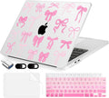 Compatible with MacBook Air 13.6 inch Case, M4 A3240/M3 A3113/M2 A2681 (Released 2025 to 2022), Hard Shell, Keyboard Cover, Screen Protector, Webcam Cover & Type-C Adapter, Pink Bows