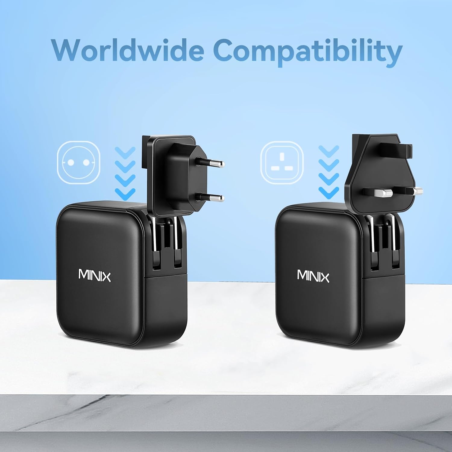 MINIX 100W USB C Charger, NEO P3 Turbo 4-Ports GaN Wall Charger, 3 x USB-C Port Fast Charging Adapter(Max 100W/20W), 1 USB-A (Max 18W). Compatible with MacBook Pro Air, Smart Phone,Laptop and More.