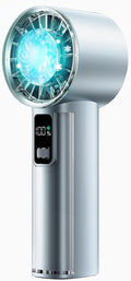 PANERGY High Speed Handheld Fan with Ice Cooler,1-100 Speed Adjustable Mini Turbo Fan, 4000mAh Battery Rechargeable & Digital Display,Gifts for Women Men Travel/Office/Beach/Camping(Blue)