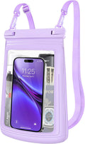 2L Floating Waterproof Phone Pouch for Up to 7.5", Large Space Adjustable Neck Lanyard Waterproof Bag. Dry Bag for Family Vacations, Beach, Pools, Kayaking, Cruises (Purple)