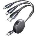 LISEN Multi Charging Cable, 3 in 1 Charging Cable, Retractable Car Charger with Type C/L/Micro USB Ports for iPhone 16 15 14 Pro Max/Samsung Galaxy S25/PS/Kindle, Multi Chargers for All Devices