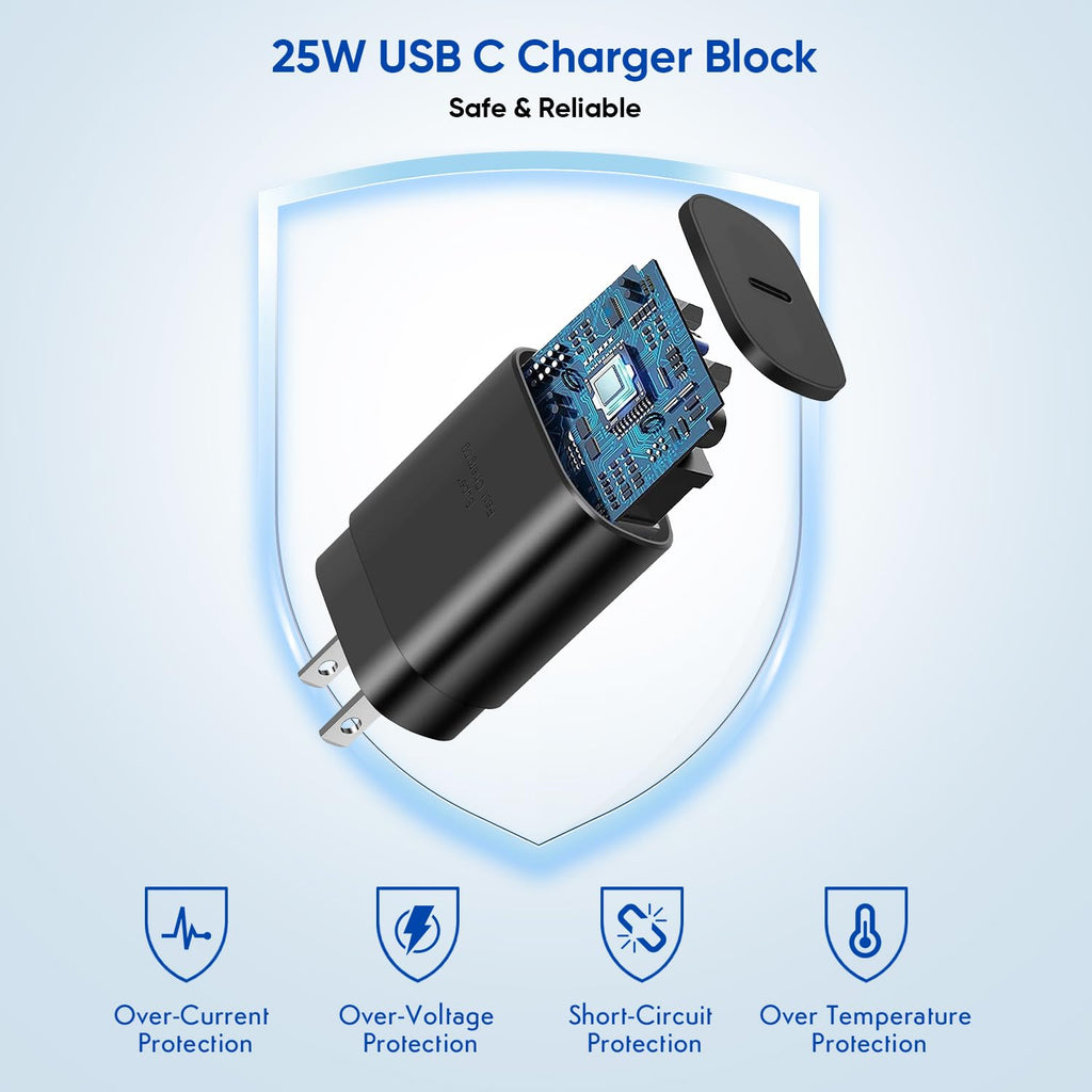 10FT Super Fast Charger Type C, 2Pack 25W USB C Wall Charge 10Foot Long Android Type C Charger Cable Fast Charging for Samsung Galaxy S25 Ultra/S25/S25+/S24+/S24 Ultra/S24/S24+/S23 Ultra/S22 Ultra/S21