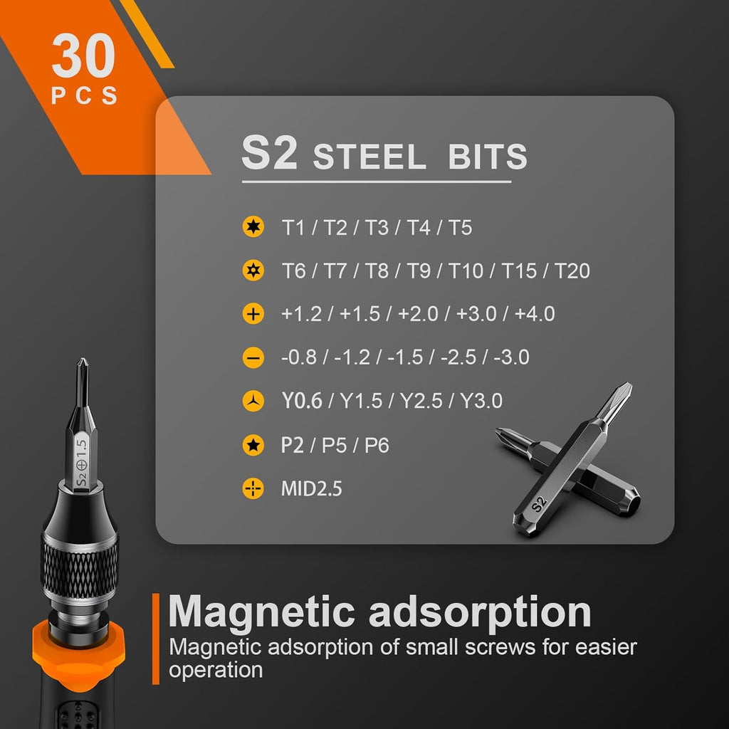 JOREST 40Pcs Small Precision Screwdriver Set (S2 Steel), Magnetic Screwdriver Set with Torx T5 T6 T8, Mini Repair Tool Kit for Macbook, Computer, Laptop, iPhone, PS4 PS5, Xbox, Switch, Glasses, Watch