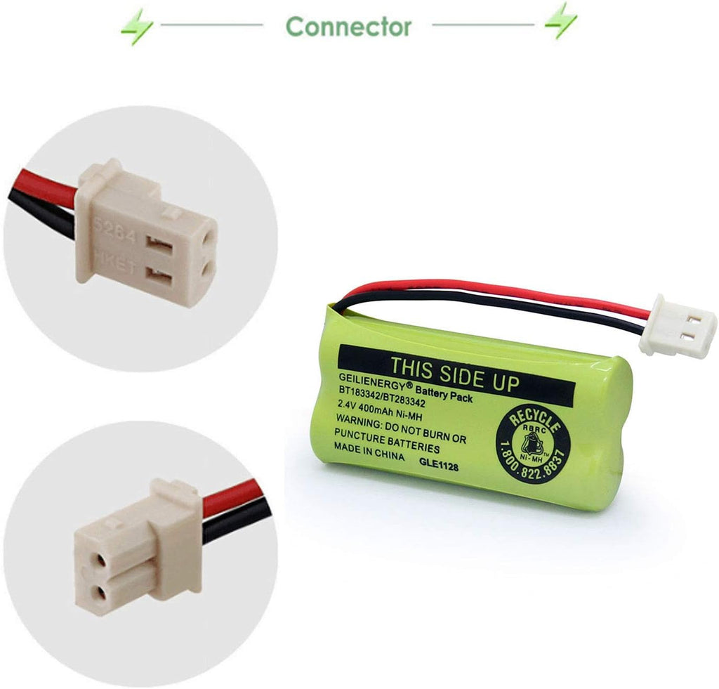 GEILIENERGY BT162342/BT262342 Battery Compatible for BT183342/BT283342 BT166342/BT266342 VTech CS6114 CS6419 CS6719 at&T EL52300 CL80111 Cordless Phone (Pack of 2)