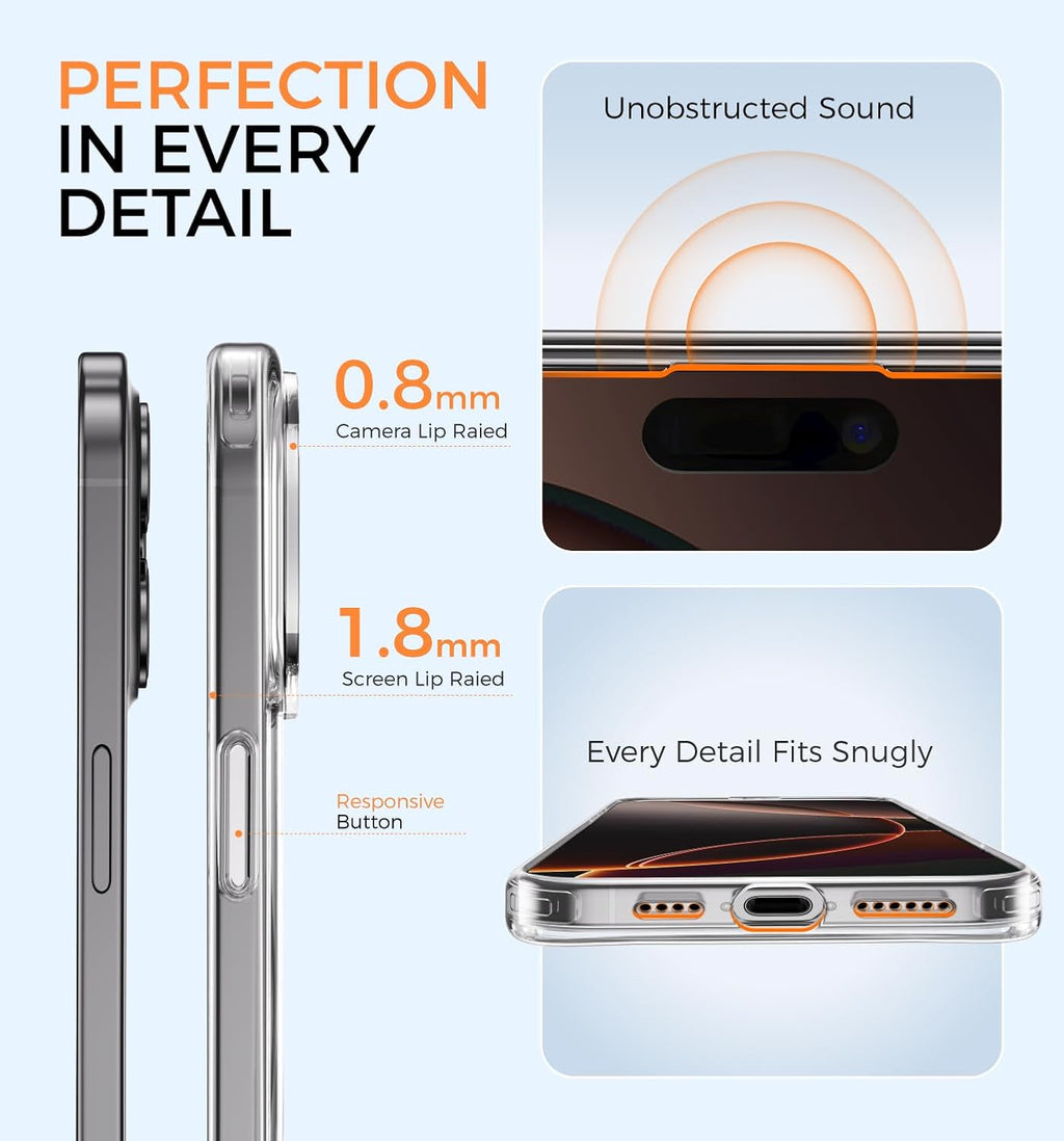 MAGIC JOHN for iPhone 15 Pro Case 360° Rotatable Magnetic Invisible Stand, Fit for MagSafe 15 Pro Phone Case, 16FT Military Grade Shockproof for iPhone 15 Pro Case with Kickstand, Clear