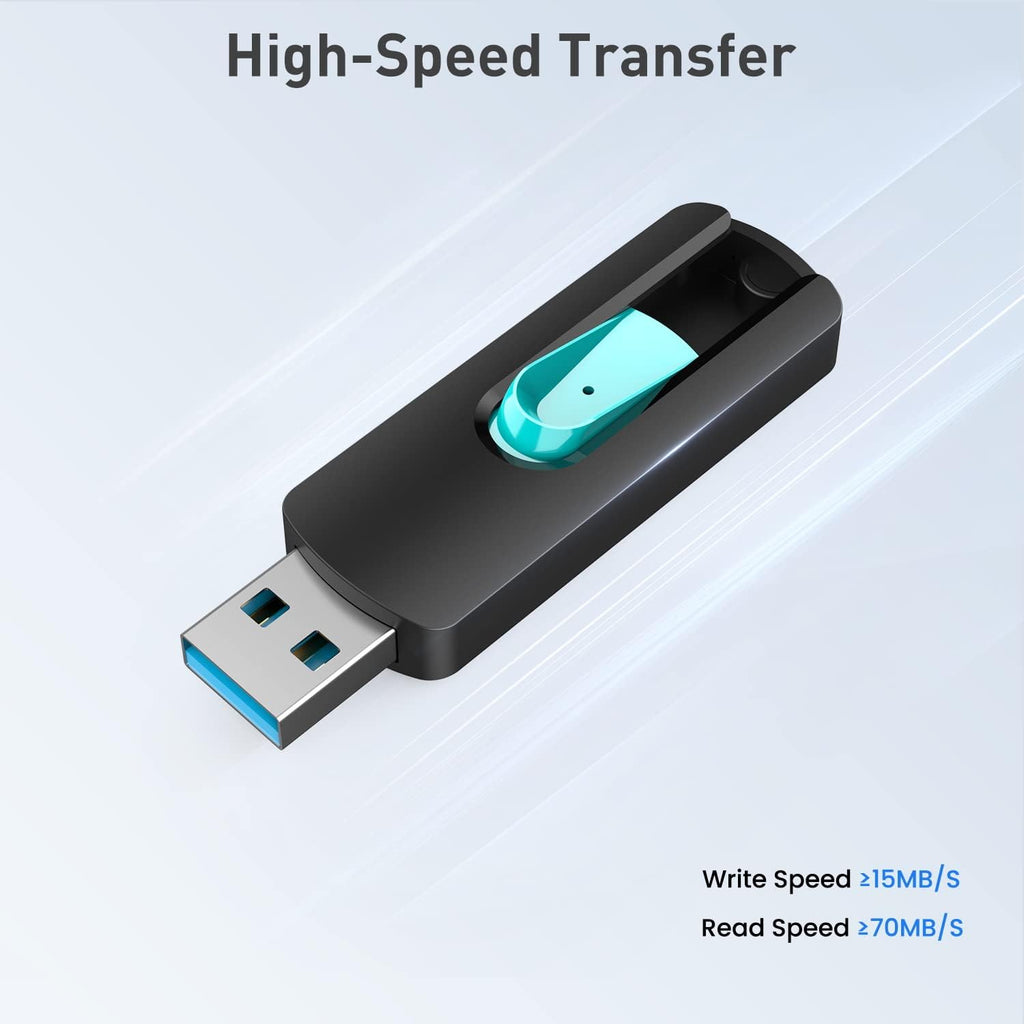 Aiibe 64GB Flash Drive 3.0 3 Pack 64GB Thumb Drive USB Drive 64 GB Jump Drives USB 3.0 Flash Drives Memory Stick Zip Drives (64G, Red Green Cyan)