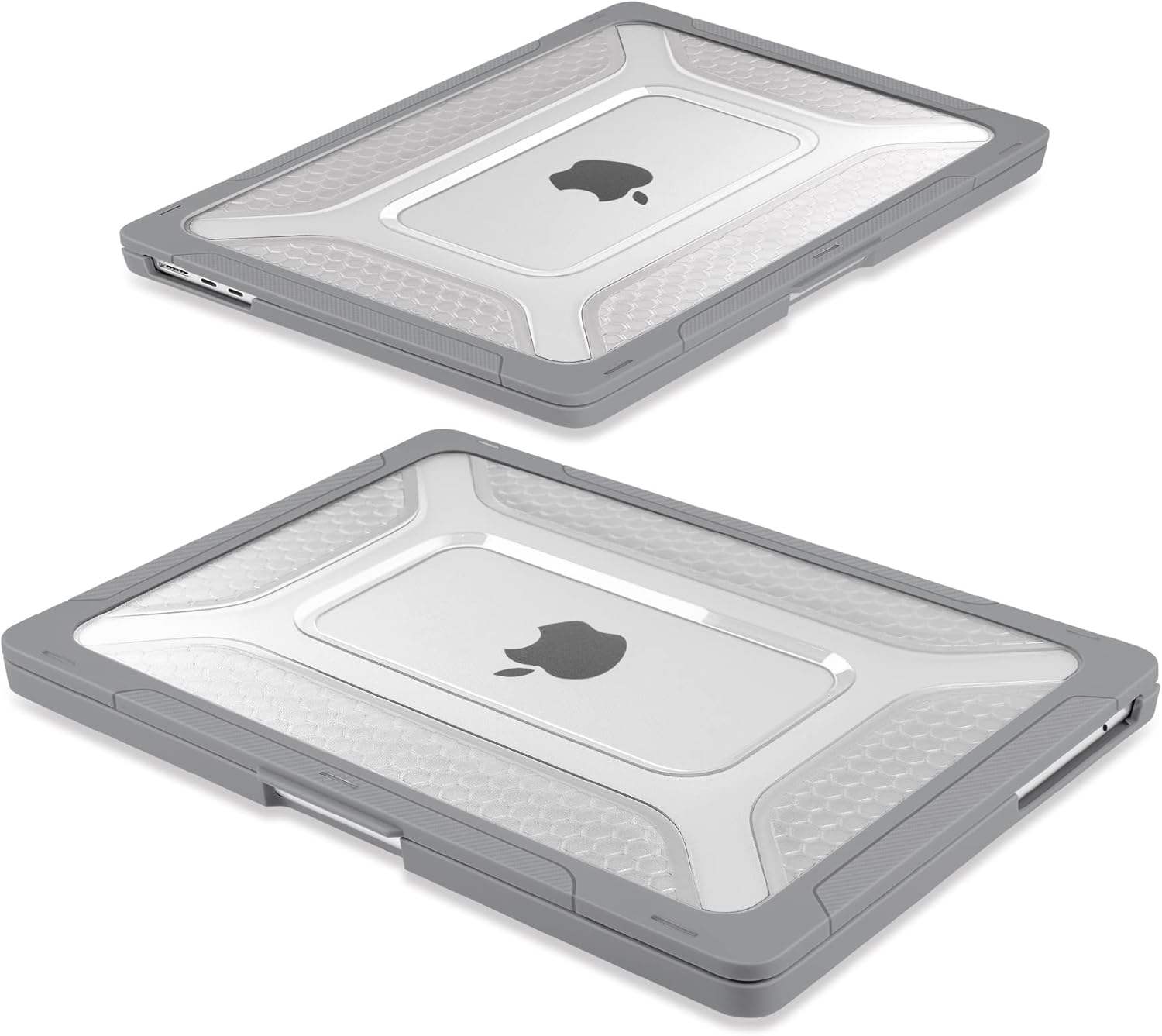 Batianda Case for New MacBook Air 13 inch 2025 M4 Chip 2024 2022 Release A3240 A3113 A2681 Model,Honeycomb Heavy Duty Protective Hard Shell with TPU Bumper Fold Kickstand & Keyboard Cover, Grey