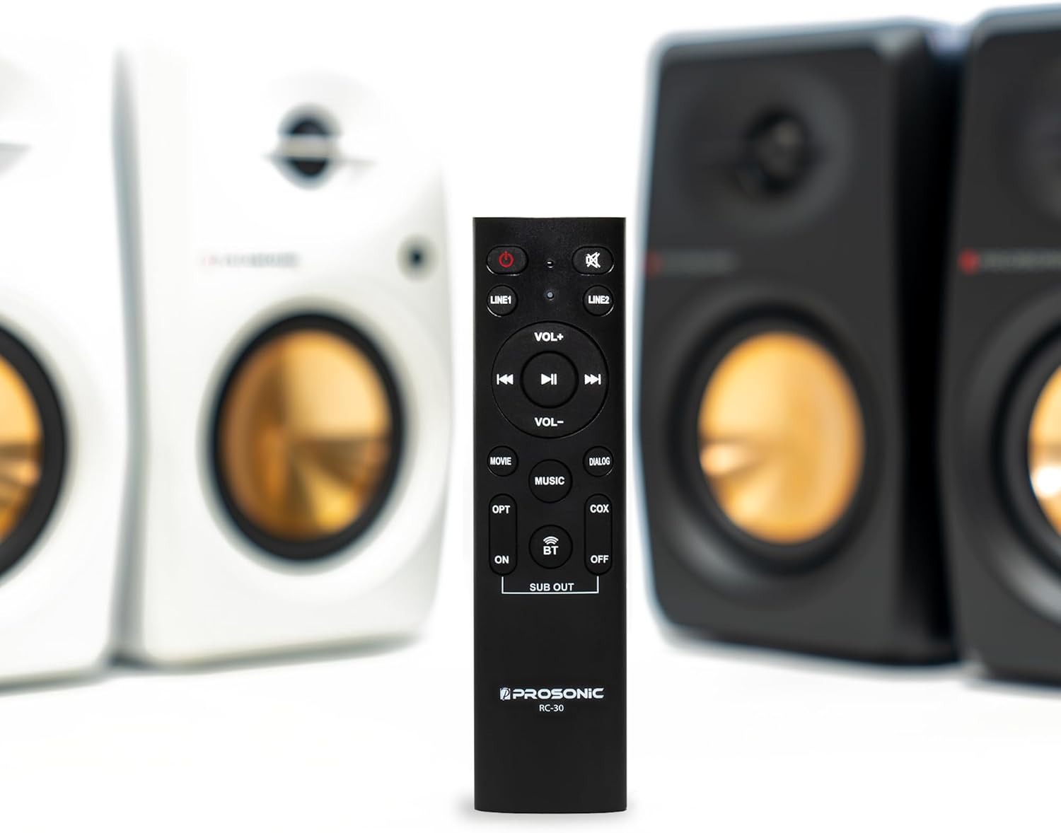 Active Bluetooth Bookshelf Speaker Studio Monitor Home Theater, Optical Input, Coaxial Input, 2 x RCA Aux Input, 30 Watts x 2 (White)