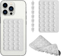 Silicone Double-Sided Suction Phone Grip Detachable Mount - Car Dashboard/Shower Phone Holder, Hands-Free For Selfies & Videos, TikTok, ASMR, Yoga - iphone & Android Compatible (White, Small)