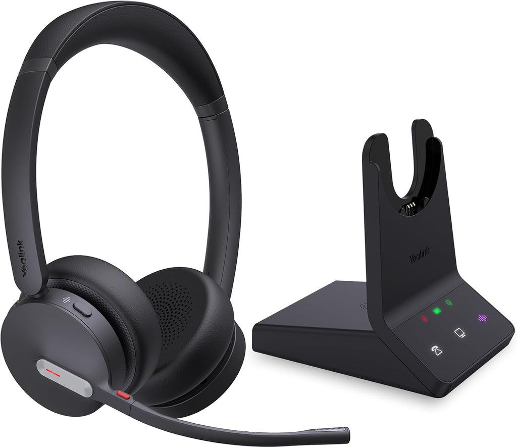 Yealink WH64 Dual UC DECT & Bluetooth Wireless Headset, 606ft Range,Zoom Certified, On Ear Work Headphones with 3X Noise Cancelling Mic, 32 Talk Time, Office Desk IP Phone, PC,Computer