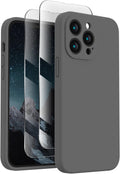 FireNova Designed for iPhone 13 Pro Case, Silicone Upgraded [Camera Protection] Phone Case with [2 Screen Protectors], Soft Anti-Scratch Microfiber Lining Inside, 6.1 inch, Space Gray