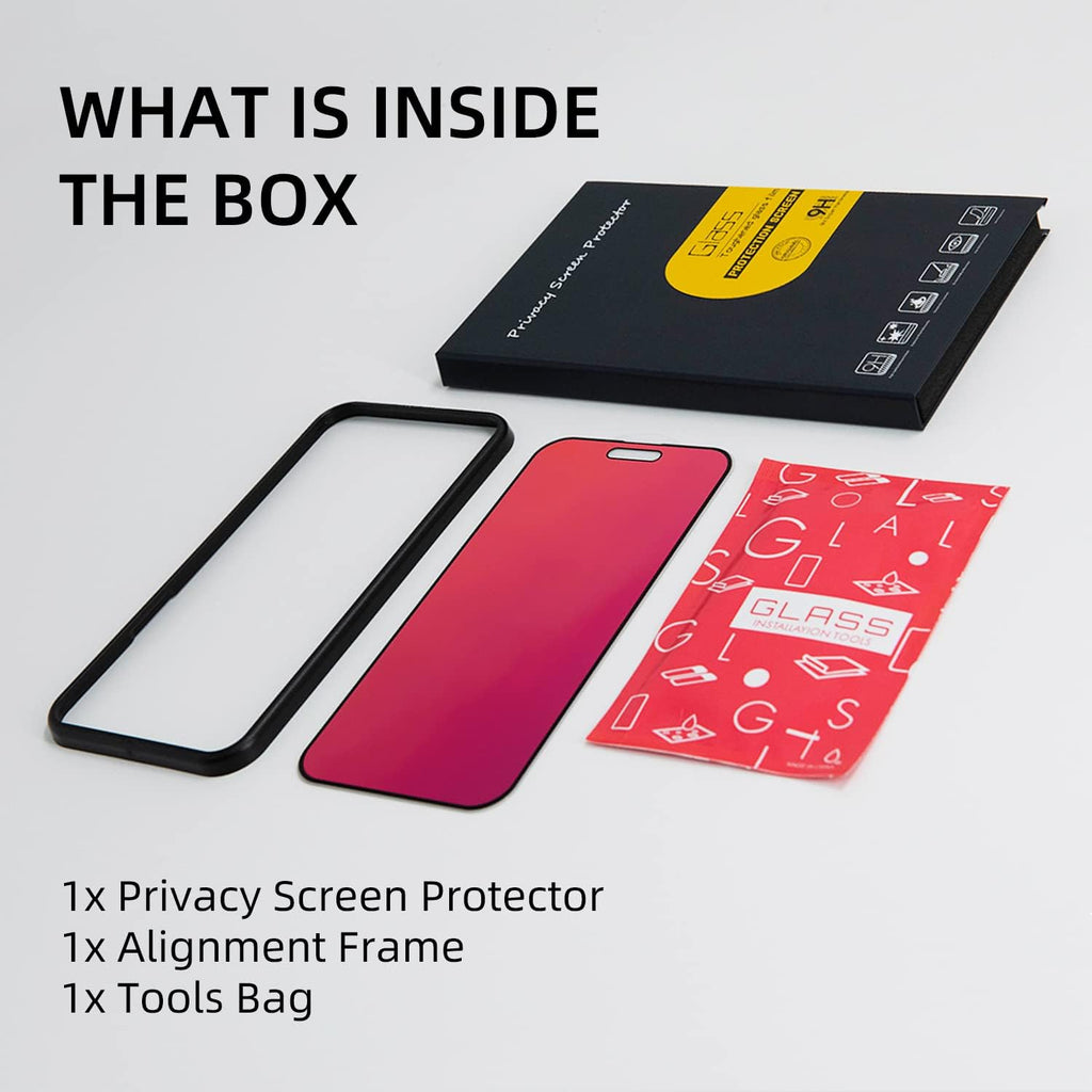 EGKimBa Privacy Screen Protector - Compatible with iPhone 16, 15, 14 Pro - 6.1 inch Gradient Colorful Electroplated Anti-Spy Anti-Blue Light Tempered Glass